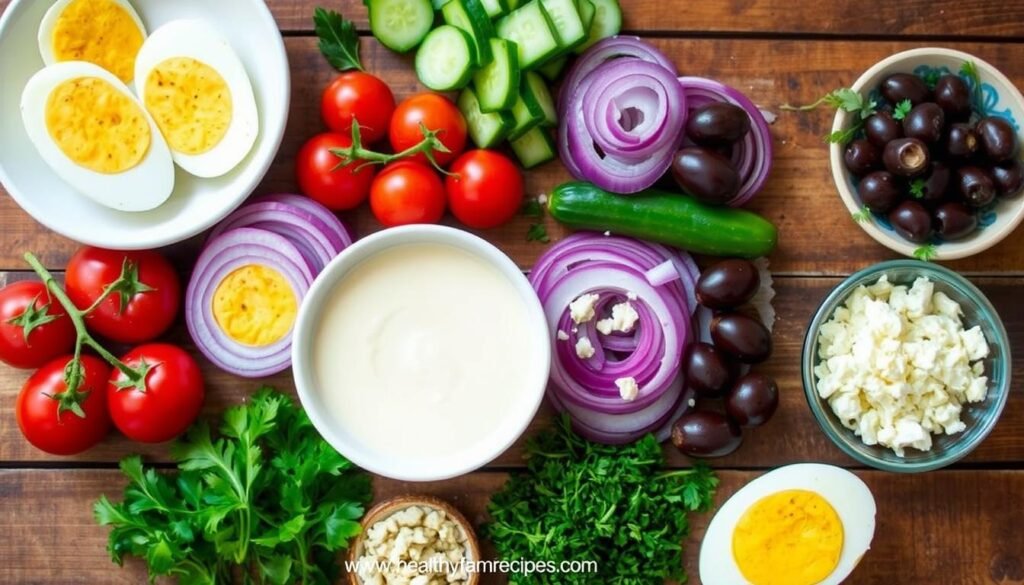 Mediterranean Egg Salad Ingredients