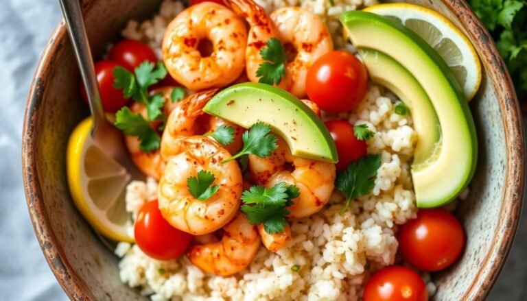 Spicy Shrimp Cauliflower Rice Bowl